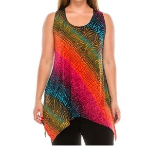 LIKE NEW Boutique Colorful Sleeveless Tunic Top